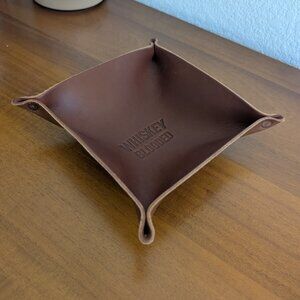 Made in USA Genuine Leather Valet Tray – “Whiskey Blooded” Catchall
